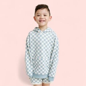 GOUMI ✧ Kids Organic Cotton French Terry Hoodie Cabana Check Size 2-3T